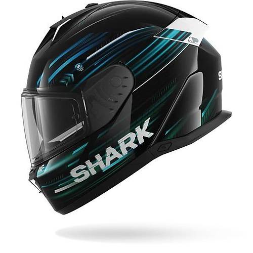 Shark Skwal �3 Light Blur Siyah Mavi Ye�il Kapal� Kask