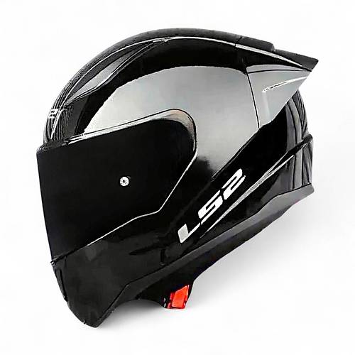 LS2 Rapid 2 R Parlak Siyah Motosiklet Kask (Siyah ve effaf Vizr + Spoiler)