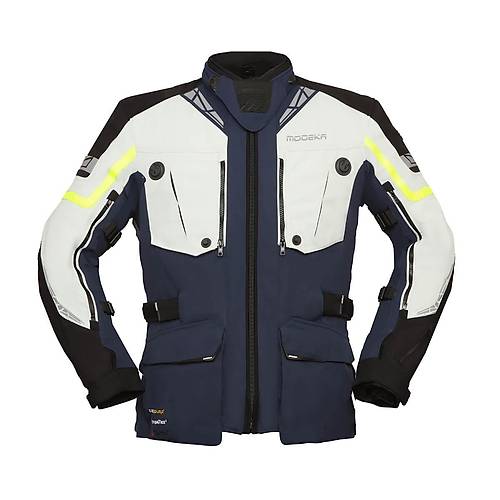 Modeka Panamericana II Waterproof Mavi-Ak Gri 4 Mevsim Motosiklet Montu