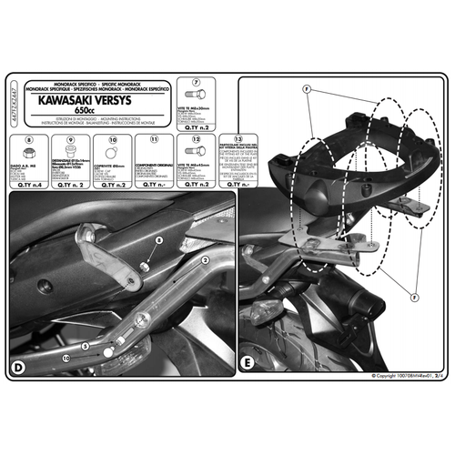 KAPPA KZ447 KAWASAKI VERSYS 650 (06-09) ARKA �ANTA TA�IYICI