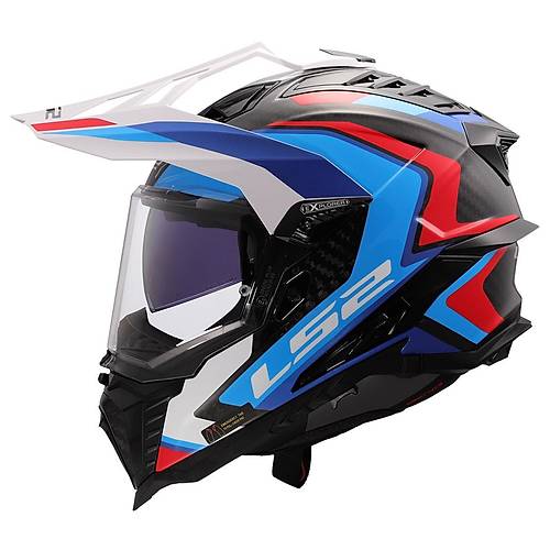 LS2 Explorer C Karbon Frontier II Beyaz-Mavi Cross Kask