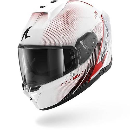 SHARK SKWAL �3 SPEED TECH BEYAZ KIRMIZI S�YAH KAPALI KASK