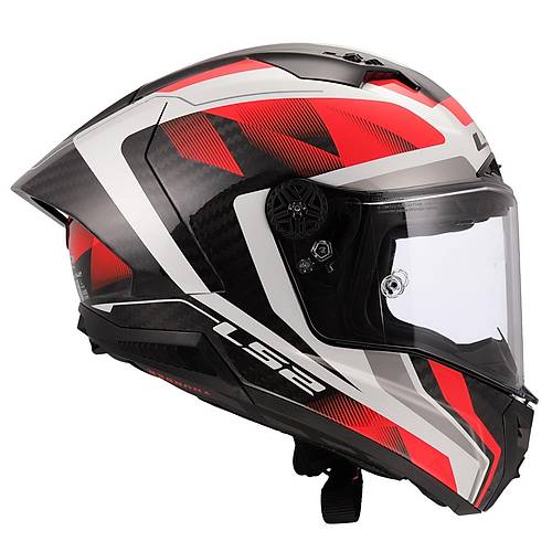 LS2 THUNDER KARBON GP AERO RAUTE BEYAZ-KIRMIZI KASK