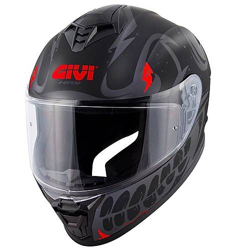 GIVI 50.X Bones Mat Siyah-Krmz Kapal Kask