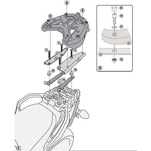 GIVI SR3105 SUZUKI DL 1000 V-STROM (14-16) ARKA �ANTA TA�IYICI