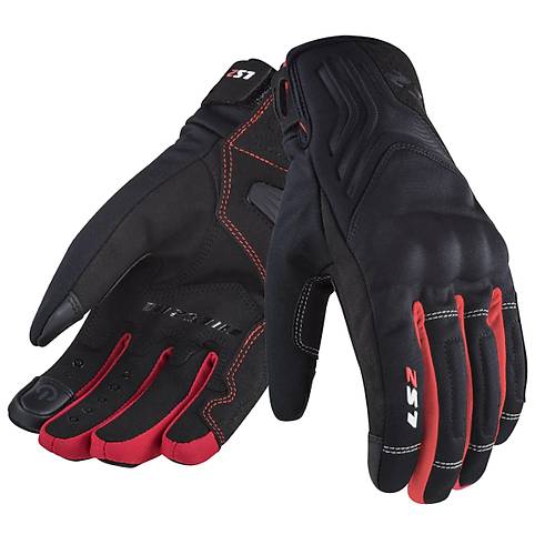 LS2 JET 2 WATERPROOF KADIN ELD�VEN S�YAH-KIRMIZI