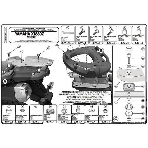 GIVI E333M YAMAHA XT 660Z TENERE (08-16) ARKA �ANTA TA�IYICI