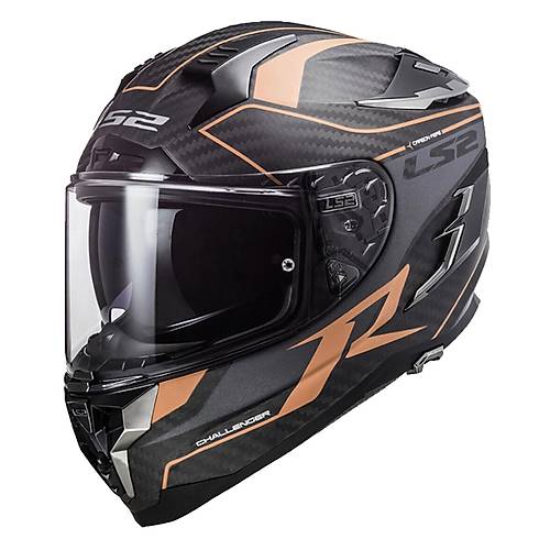 LS2 Challenger C Karbon Grid Mat Karbon-Gold Kapal Kask