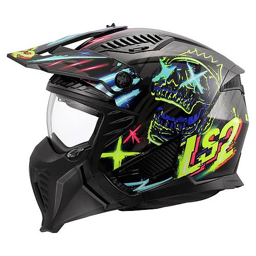 LS2 Drifter Razy Siyah-Mavi Cross Kask