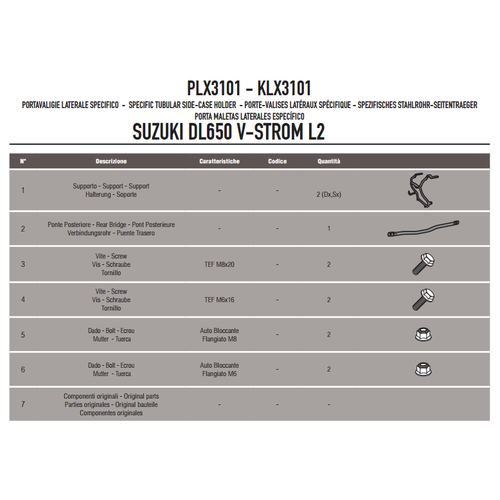 GIVI PLX3101 SUZUKI DL 650 V-STROM (11-16) YAN �ANTA TA�IYICI