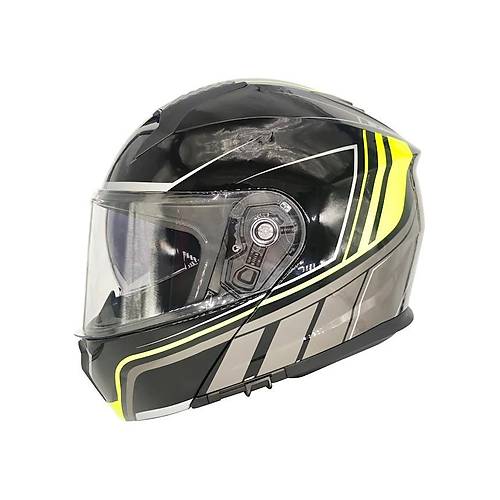 MTS M 966 Siyah-Neon Yeil ene Alr Kask