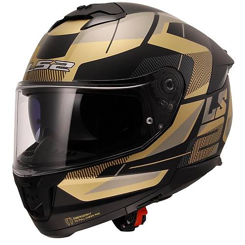 LS2 Stream 2 Road Mat Siyah-Gold-Gri Kapal Kask