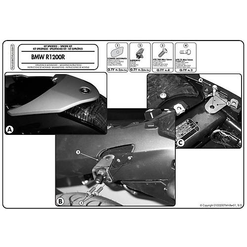 GIVI PLX688KIT BMW R 1200 R (06-10) YAN �ANTA TA�IYICI BA�LANTI K�T�