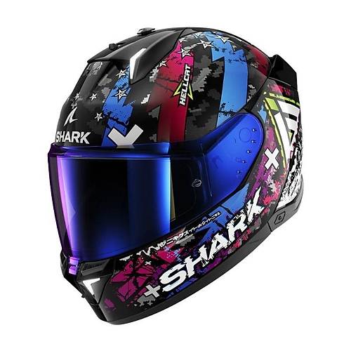 Shark Skwal I3 Helcatt Siyah Gri Mavi Kapal Kask