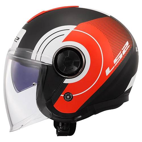 LS2 CLASSY DISKO MAT S�YAH-KIRMIZI-BEYAZ KASK