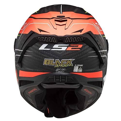 LS2 Thunder Karbon Attack Mat Krmz-Neon Sar Kapal Kask