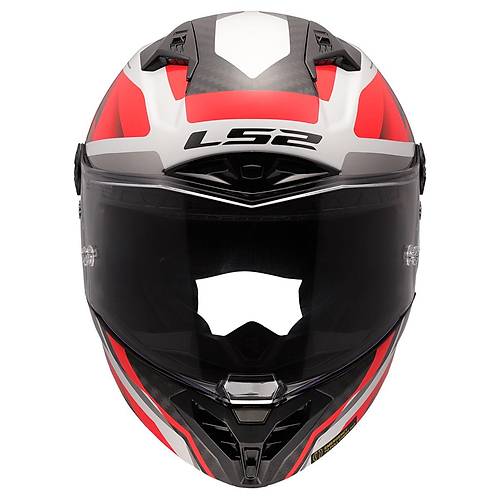 LS2 THUNDER KARBON GP AERO RAUTE BEYAZ-KIRMIZI KASK