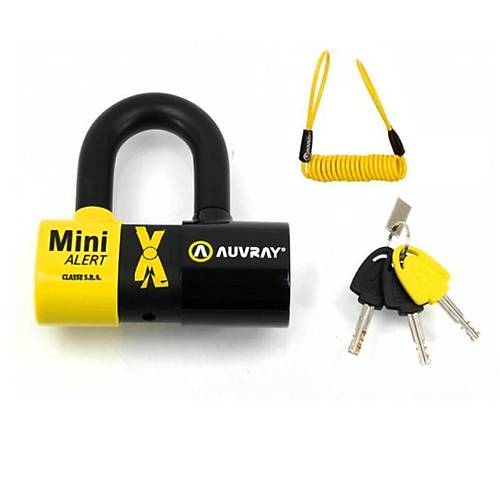 Auvray Mini Extrem Alarml U Tipi Disk Kilidi  SRA Onayl Yksek Gvenlikli Motosiklet Kilidi