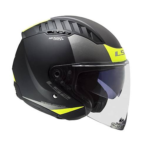 LS2 Copter 2 Urbane Mat Siyah-Neon Sar Yarm Kask