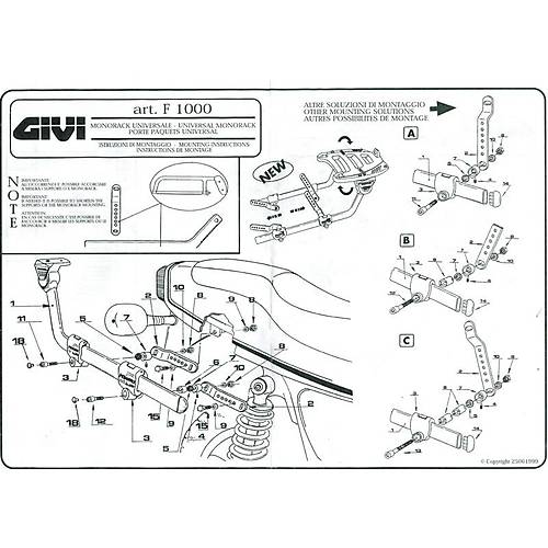 GIVI 1000F UNIVERSAL MONORACK ARKA �ANTA TA�IYICI