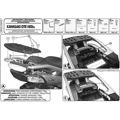 GIVI SR410 KAWASAKI GTR 1400 (07-15) ARKA �ANTA TA�IYICI