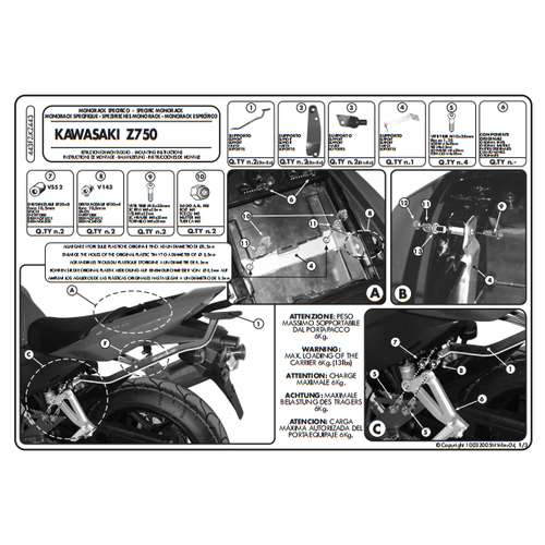 KAPPA KZ443 KAWASAKI Z 750 (04-06) ARKA �ANTA TA�IYICI