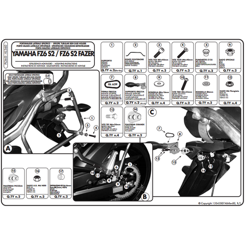 GIVI PL360 YAMAHA FZ6 S2 - FZ6 600 FAZER S2 (07-11) YAN �ANTA TA�IYICI