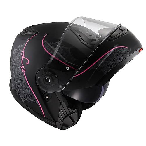 LS2 Strobe 2 Lux Mat Siyah-Pembe ene Alr Kask