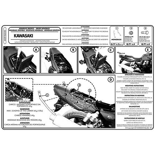 GIVI 433F KAWASAKI ZRX 1200 R-S (01-02)  ZRX 1100 S (97-01) ARKA �ANTA TA�IYICI
