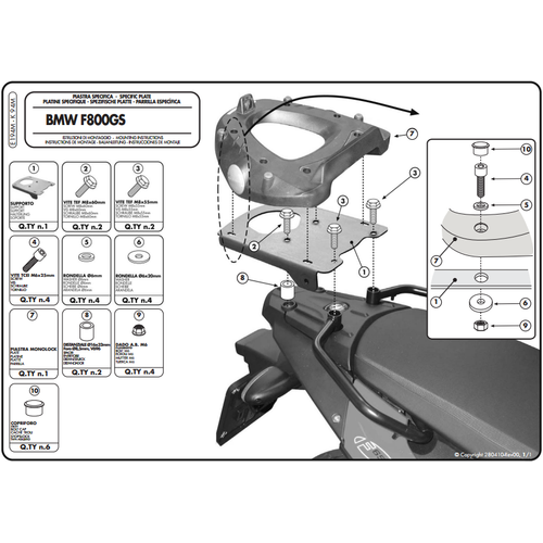 GIVI E194M BMW F 650 GS - F 800 GS (08-17) ARKA �ANTA TA�IYICI