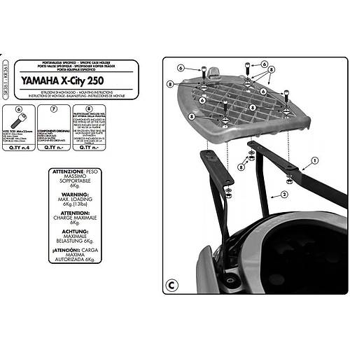 GIVI SR361 YAMAHA X-CITY 125-250 (07-16) ARKA �ANTA TA�IYICI