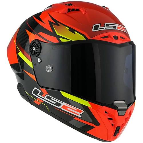 LS2 Thunder Karbon GP Aero Fire Krmz-Siyah Kapal Kask