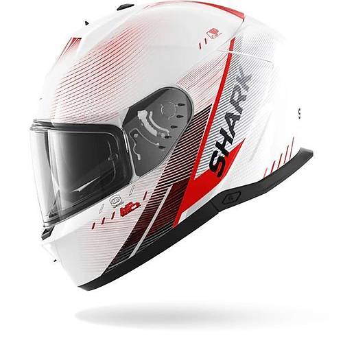 SHARK SKWAL �3 SPEED TECH BEYAZ KIRMIZI S�YAH KAPALI KASK