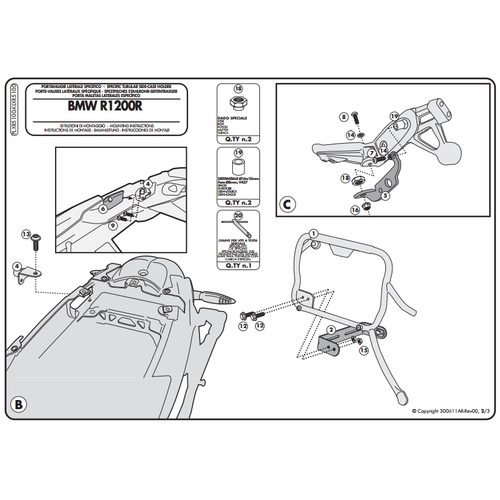 GIVI PLXR5100 BMW R 1200R (11-14) YAN �ANTA TA�IYICI