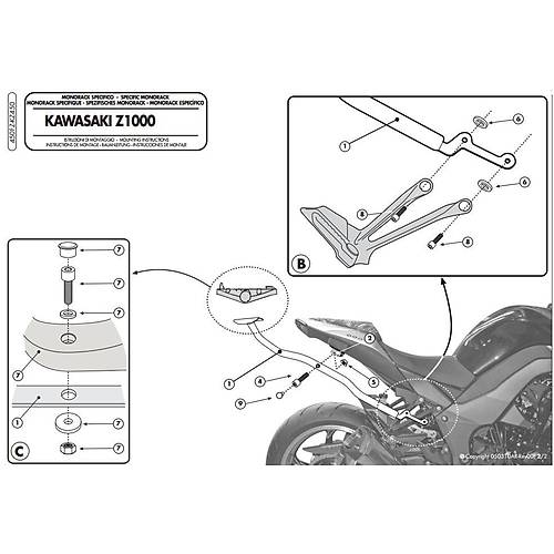 GIVI 450FZ KAWASAKI Z 1000 (10-13) ARKA �ANTA TA�IYICI