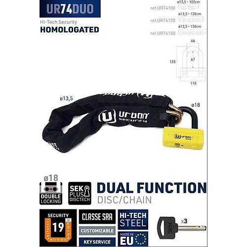 URBAN SECURITY UR74-120 13.5 MM 120CM SRA SINIFI KEMENT ZNCR KLT
