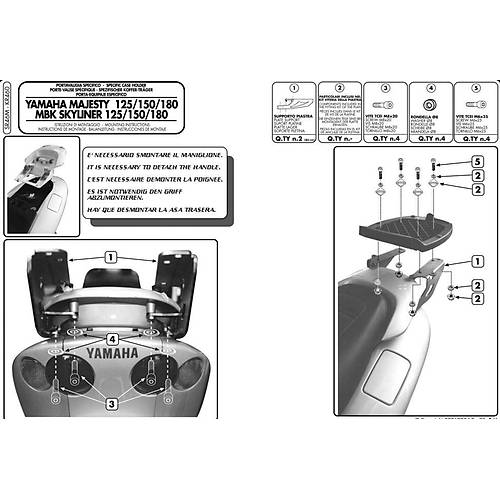 GIVI SR46M YAMAHA MAJESTY 125-150-180 (01-11) ARKA �ANTA TA�IYICI