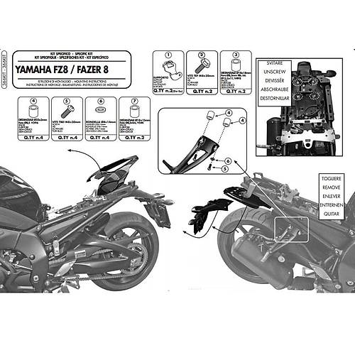 GIVI 366KIT YAMAHA FZ8-FAZER8 (10-15) YAN �ANTA TA�IYICI BA�LANTI K�T�