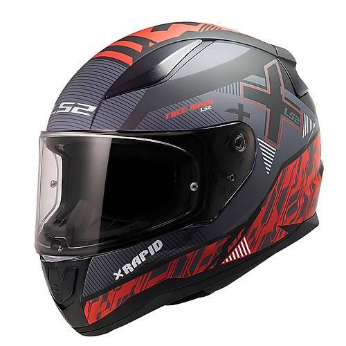 LS2 RAPID 2 XTREET MAT S�YAH-KIRMIZI KASK