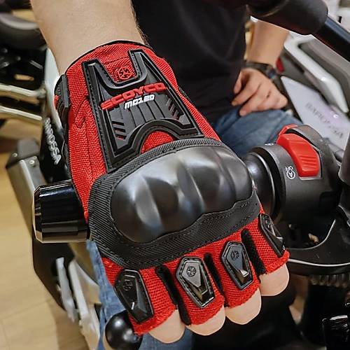 Scoyco Mc12-D Korumal Ksa Motosiklet Eldiveni Krmz