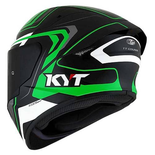 KYT TT-Course Overtech Siyah-Yeil Kapal Kask