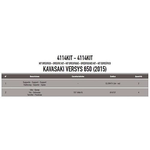 GIVI 4114KIT KAWASAKI VERSYS 650 (15-24) YAN �ANTA TA�IYICI BA�LANTI KITI