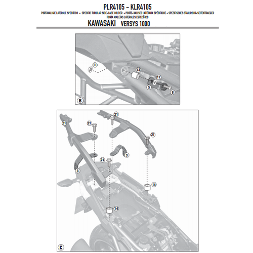 GIVI PLR4105 KAWASAKI VERSYS 1000 (12-14) YAN �ANTA TA�IYICI