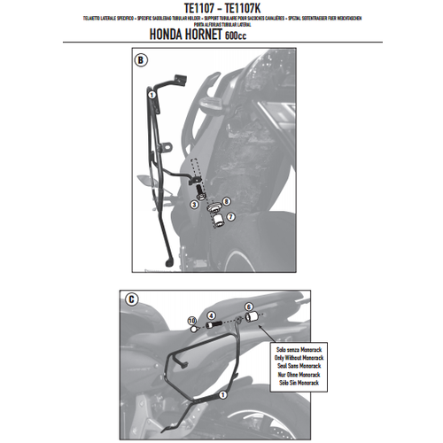 GIVI TE1107 HONDA HORNET 600 - 600ABS (07-10) YAN KUMA� �ANTA TA�IYICI