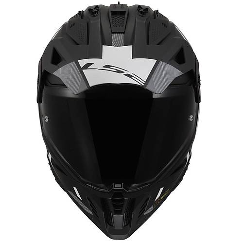 LS2 Pioneer 2 Hill Mat Siyah-Beyaz Cross Kask