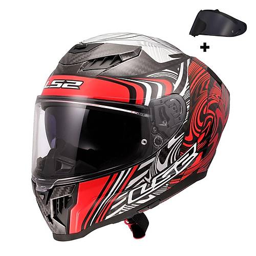 LS2 DRAGON KARBON ENTHUM KIRMIZI KASK