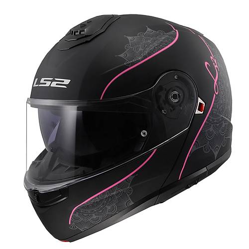 LS2 Strobe 2 Lux Mat Siyah-Pembe ene Alr Kask