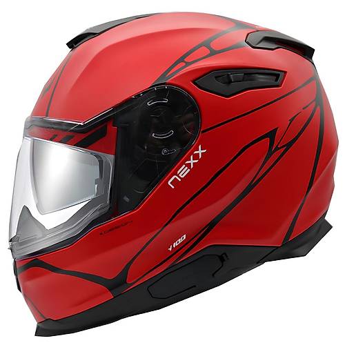 NEXX Y.100 B-SIDE MAT S�YAH-KIRMIZI KASK
