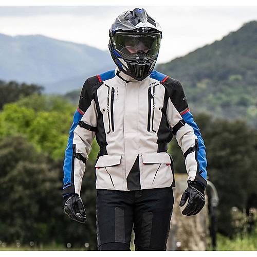 LS2 Narvik Mavi-Siyah-Gri-Krmz Klk Motosiklet Montu