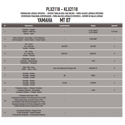 GIVI PLX2118 YAMAHA MT-07 (14-17) YAN �ANTA TA�IYICI